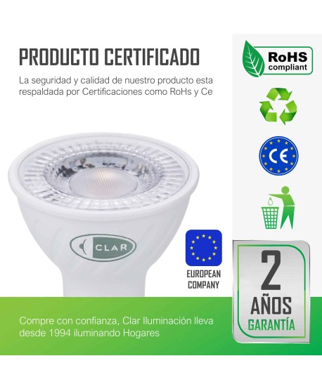 Bombillas LED GU5.3/MR16, Dicroica 7W