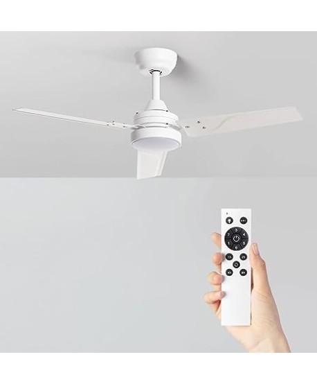 CLAR - Ventilador de Techo Silencioso (Blanco, 105 cm)