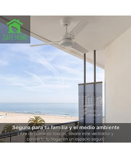 CLAR - Ventilador de Techo Silencioso (Blanco, 105 cm)