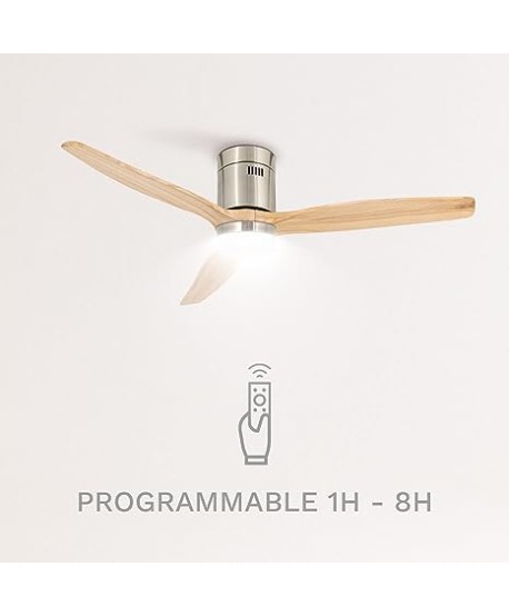 CLAR - Ventilador de Techo con Luz (Madera, 132 cm)
