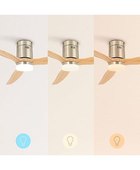 CLAR - Ventilador de Techo con Luz (Madera, 132 cm)