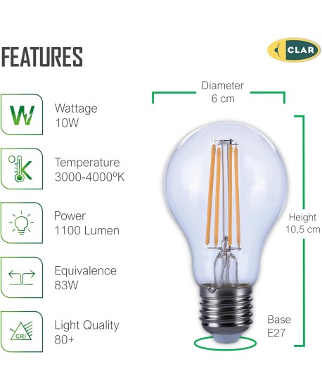 Bombilla LED E27 Filamento 10W A60