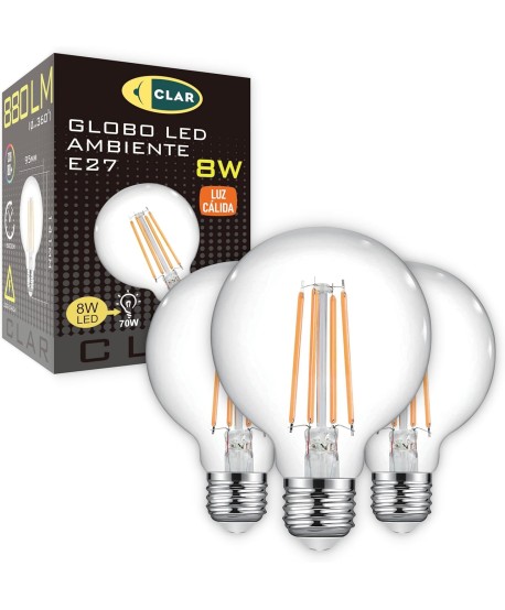 Bombilla LED Filamento E27 8W G95