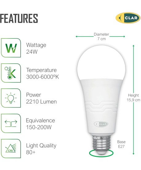 Bombillas LED E27 24W Mate A70