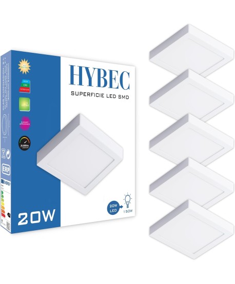 Downlight LED Superficie Cuadrado 20W 1600lm.