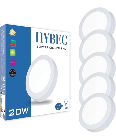 Plafón LED Redondo 20W 1600lm, Downlight LED Superficie