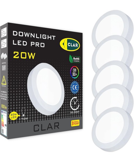 Downlight LED Superficie Redondo 20W