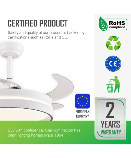 CLAR - Ventilador Techo Aspas Retráctiles ESKAY BLANCO