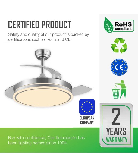 CLAR - Ventilador Techo Aspas Retráctiles ESKAY NÍQUEL