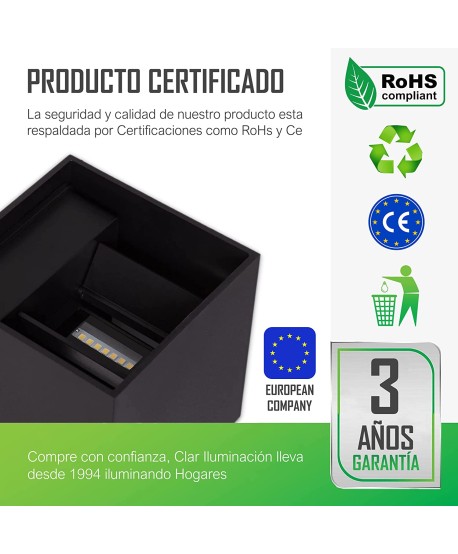 Aplique de Pared Exterior 12W Negro CCT