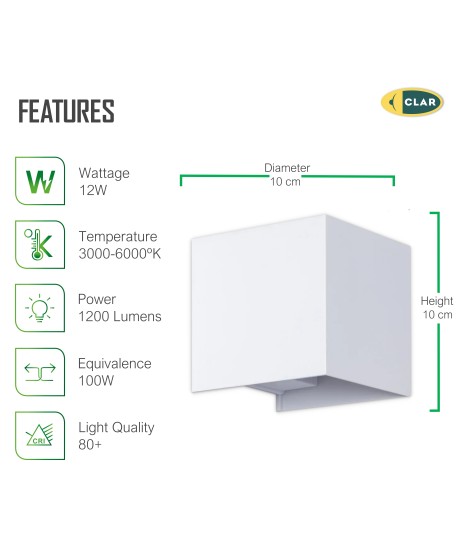 Aplique de Pared Exterior 12W Blanco CCT