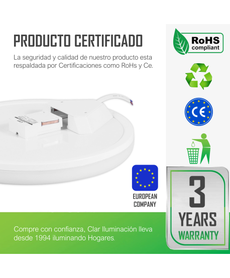 Plafon LED Techo baño 30W Y 40W Circular Ø185 mm