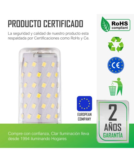 CLAR - Bombilla LED Alargada 9W, Bombilla LED Maiz