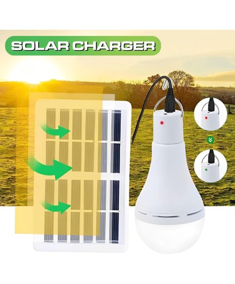Bombilla Recargable por USB y con Panel Solar 9W