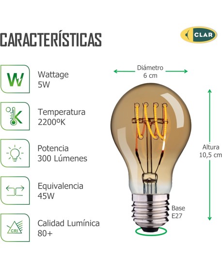 Bombilla Vintage REGULABLE 5W A60