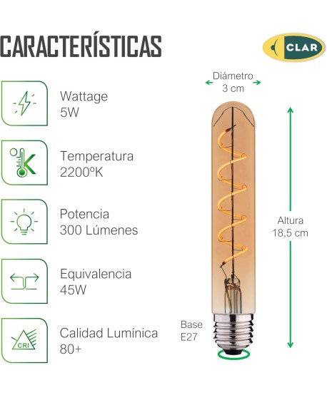 Bombilla Vintage REGULABLE 5W T30