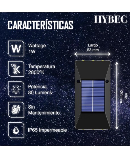 HYBEC - Aplique Solar Exterior Pared Rodio