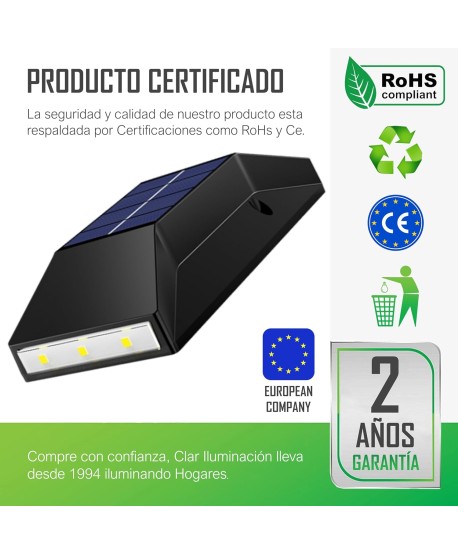 HYBEC - Aplique Solar Exterior Pared Rodio