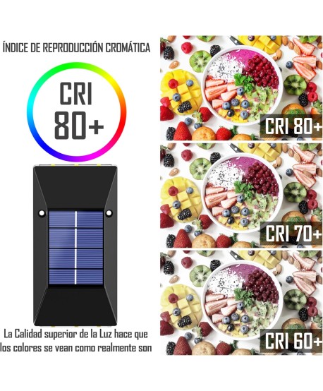 HYBEC - Aplique Solar Exterior Pared Rodio