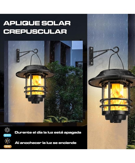 HYBEC - Farolillos Solares Exterior Efecto Llama