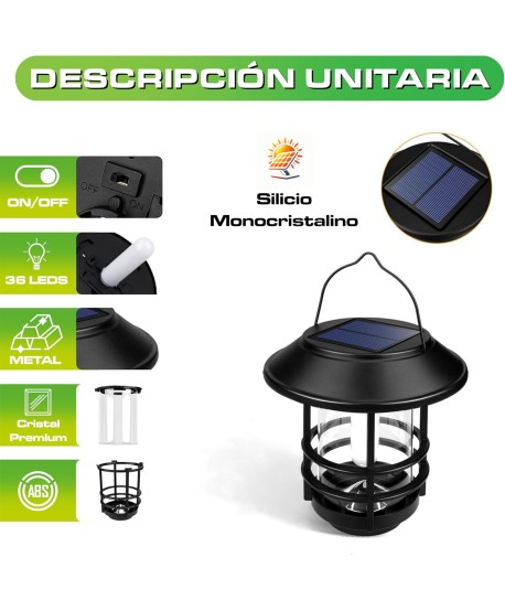 HYBEC - Farolillos Solares Exterior Efecto Llama