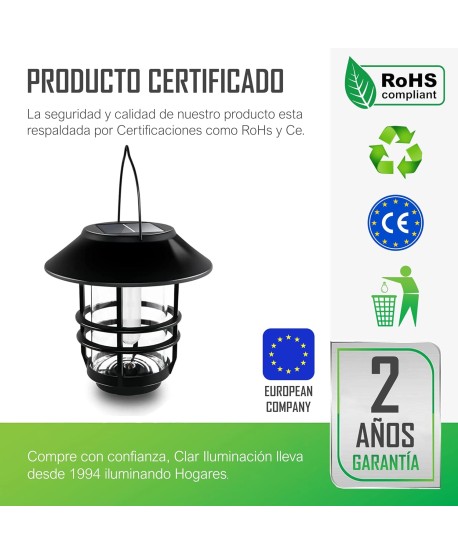 HYBEC - Farolillos Solares Exterior Efecto Llama