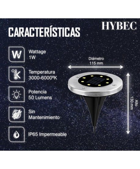 HYBEC-Luz Solar Jardin Suelo, Luces Solares Suelo
