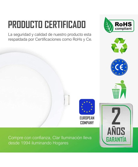 Downlight LED Empotrable 12W Redondo 960lm