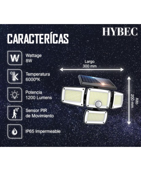 Focos LED Exterior Solar 1200lm