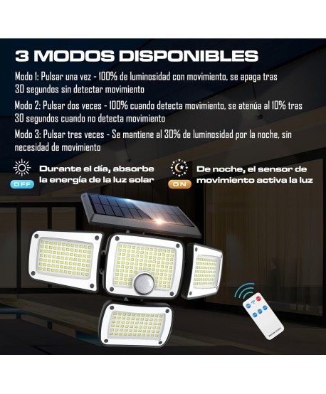 Focos LED Exterior Solar 1200lm