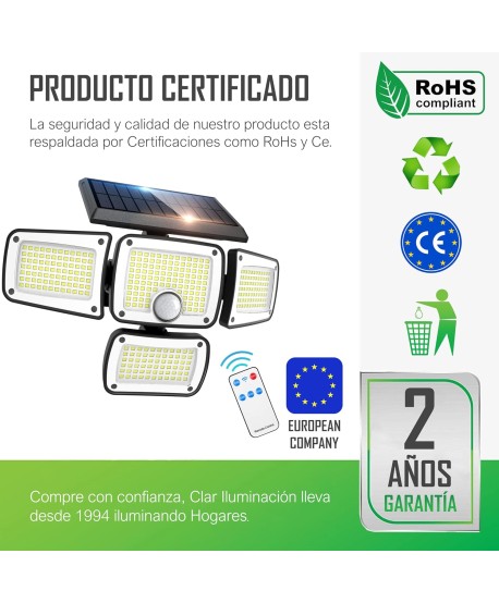 Focos LED Exterior Solar 1200lm