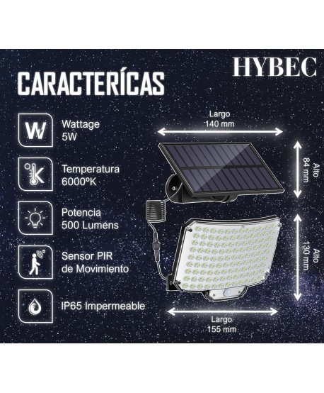 Focos LED Exterior Solar 500lm