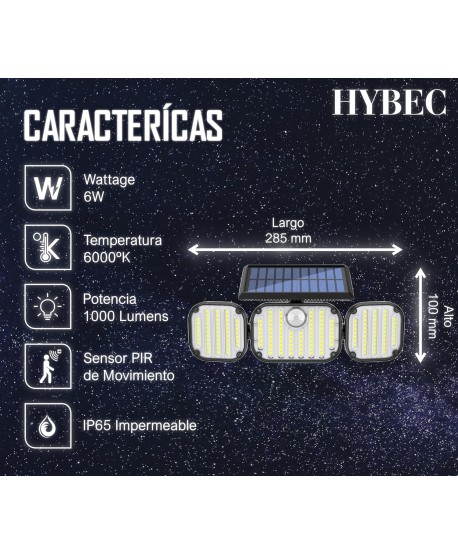Focos LED Exterior Solar 1000lm