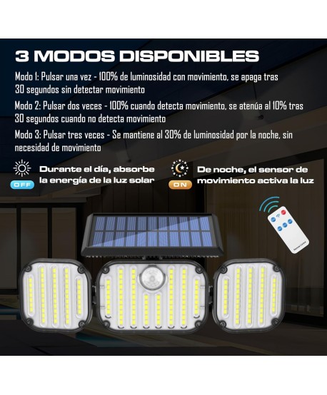 Focos LED Exterior Solar 1000lm
