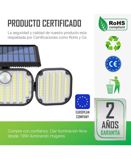 Focos LED Exterior Solar 1000lm