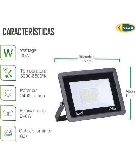 Focos LED Exterior, Foco LED 30W IP66