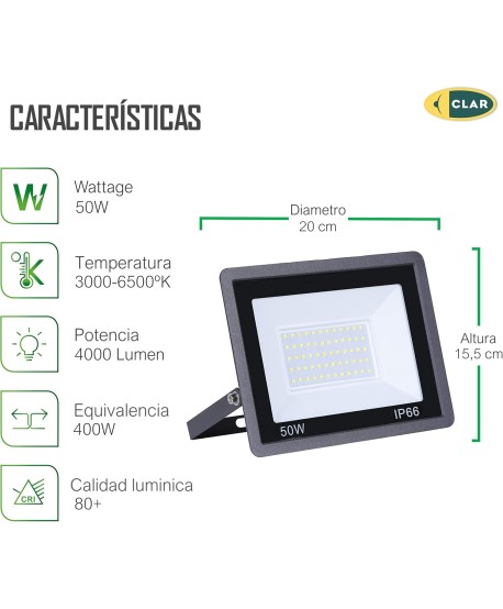 Focos LED Exterior Proyector Impermeable 50W IP66