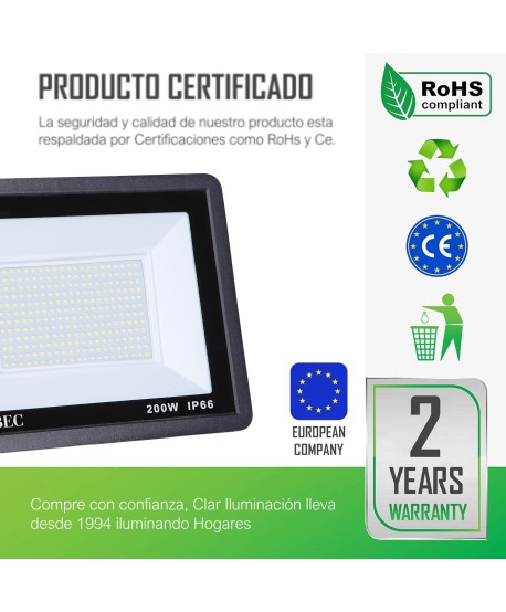 Focos LED Exterior Impermeable 200W IP66