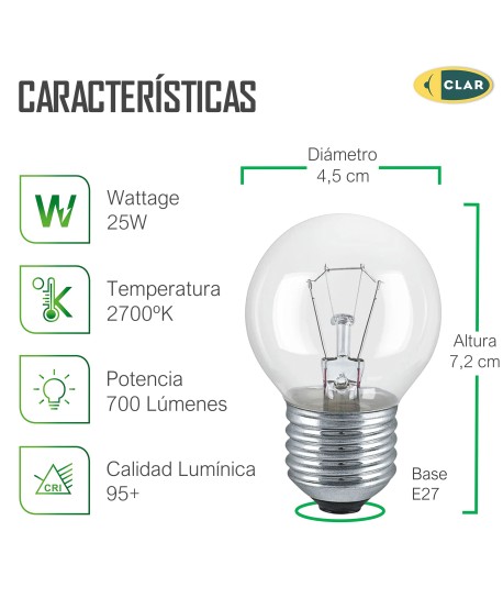 ESFERICA E27 CL 25W 125V