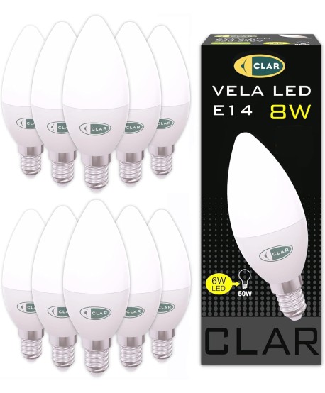 CLAR - Bombilla LED E14, 8W  (Pack 10)