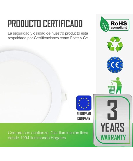 CLAR - Focos LED empotrables para cartón yeso, 20W