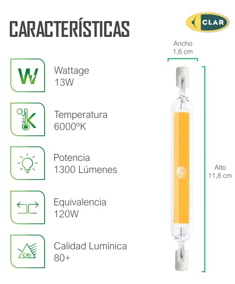LINEAL R7s LED COB  118mm