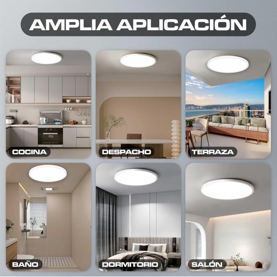 CLAR -  Plafón Salón, Plafones Para Techo Led, Plafón Cocina 30W