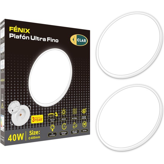 CLAR - Plafón Led Techo 40 Cm, Plafones Para Techo Led, sala 40W