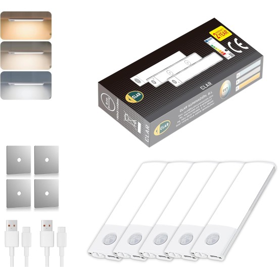 CLAR - Luces Para Armarios Interiores, Luz LED Magnética Con Sensor De Movimiento,10 Cm