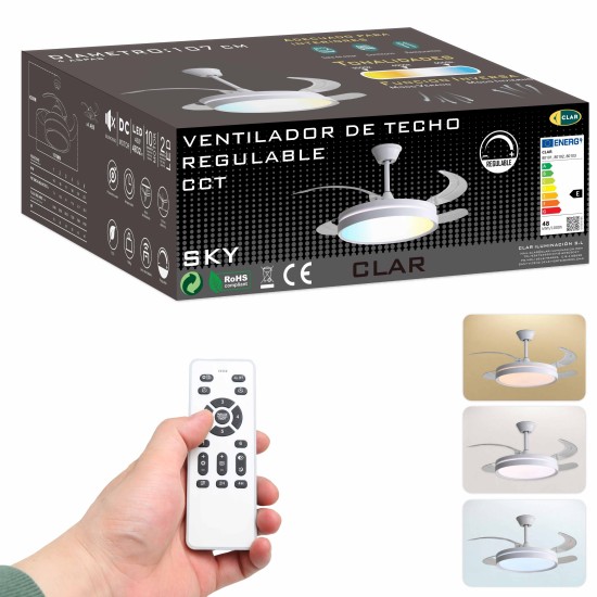 CLAR - Ventilador de Techo Regulable CCT (Blanco)