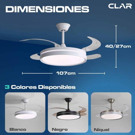 CLAR - Ventilador de Techo Regulable CCT (Blanco)