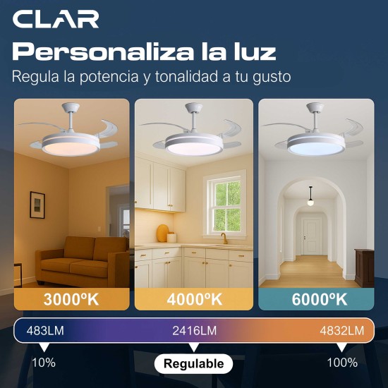 CLAR - Ventilador de Techo Regulable CCT (Blanco)
