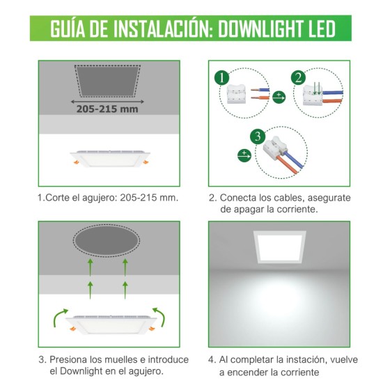 Downlight LED Empotrable 20W Cuadrado 1600lm