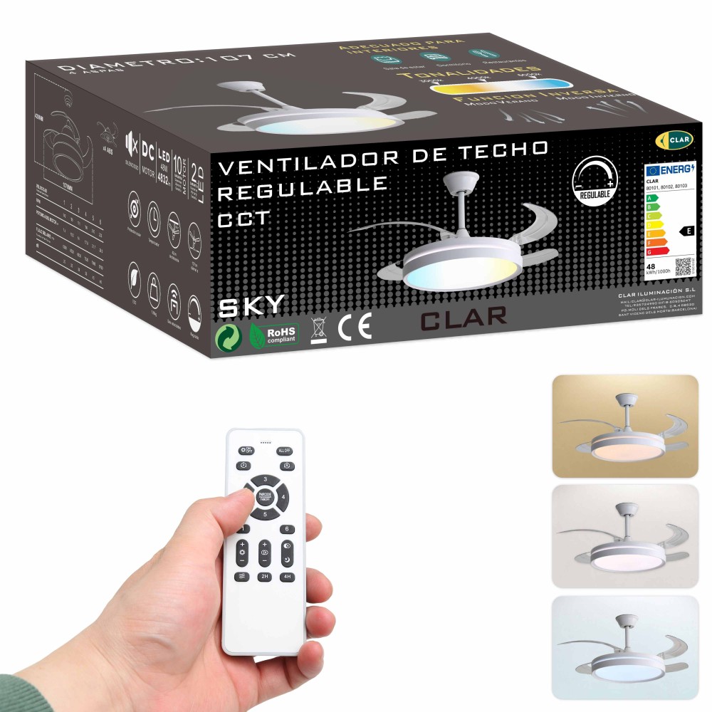 CLAR - Ventilador de Techo Regulable CCT (Negro)
